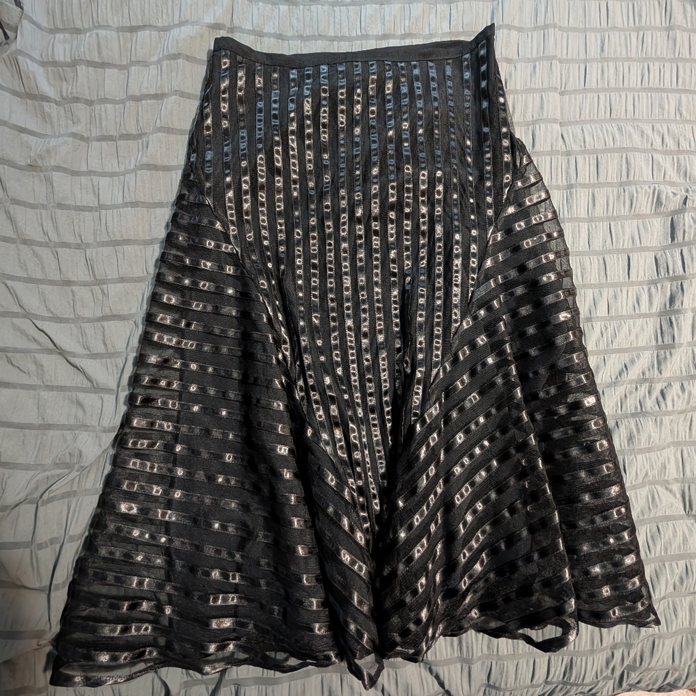💙French Connection💙 Black and Silver Striped Midi Skirt